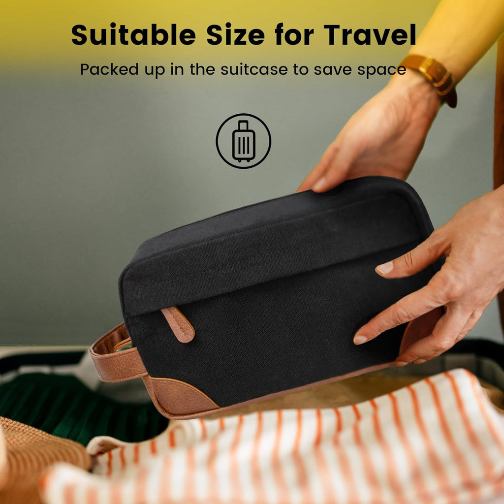 Buy now Vorspack Travel Toiletry Bag - Hanging Toiletry Bag for Men Water Resistant Canvas Shaving Bag with Large Capacity for Travel - Black at indiglob india