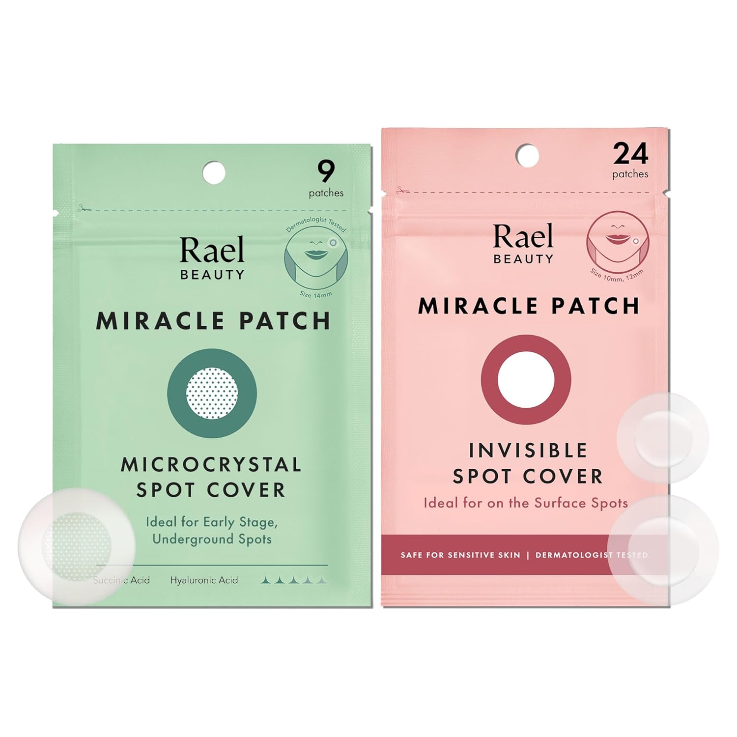 Buy now Rael Pimple Patches, Miracle Spot Control Cover - Hydrocolloid Acne Patch, Strips for Zits and Blemish, Korean Skin Care, Vegan, Cruelty Free (10 Count) 2 Piece Set Bundle at indiglob india