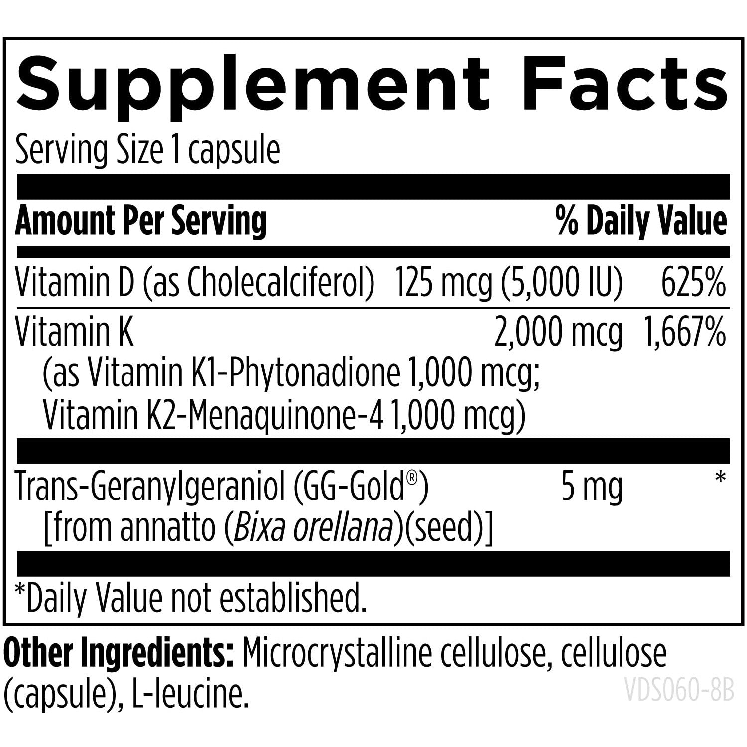 Designs for Health Vitamin D Supreme - Vitamin D 5000 IU with 2000mcg Vitamin K as MK4 for Bone Health, Heart Health, Mood & Immune Support - Vitamin D3 Enhanced with GG Supplement (60 Capsules)