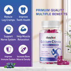 duwhot Calcium Citrate Gummies, Chewable Calcium 1000mg for Women, Men Kids | High Absorption Calcium Minerals Supplements for Bone, Muscle & Immune Support, Blueberry Flavor, Vegan, Organic, 60 Chews