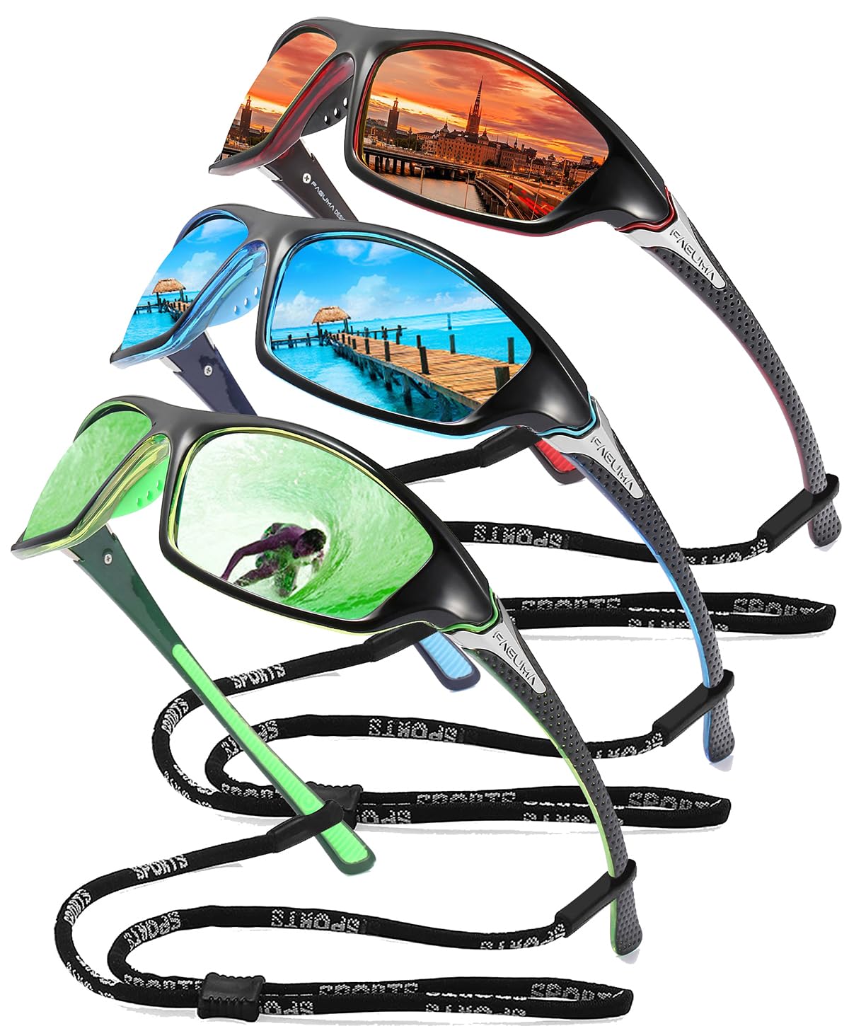 Buy now FAGUMA Sports Polarized Sunglasses For Men Cycling Driving Fishing UV400 Protection at indiglob india
