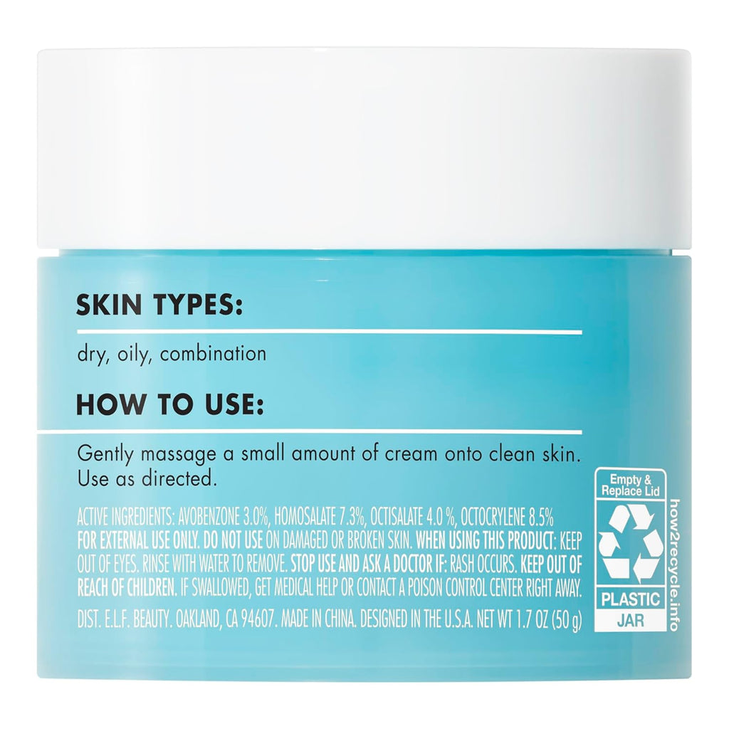 Buy now e.l.f. SKIN Holy Hydration! Face Cream - Broad Spectrum SPF 30 Sunscreen, Moisturizes & Softens Skin, Quick-Absorbing & Ultra-Hydrating, 1.7 Oz (50g) at indiglob india
