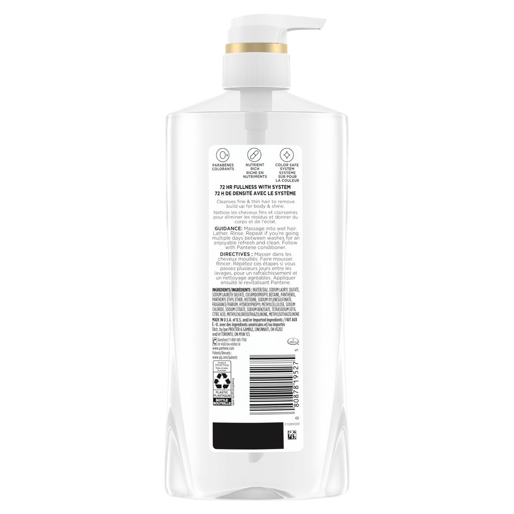 Pantene Shampoo, Sheer Volume - Lightweight Nourishment for Fine, Color-Treated Hair, 72-Hour Fullness and Body, 27.7 Oz Each, 2-Pack + Miracle Rescue Shot (0.5 Oz)