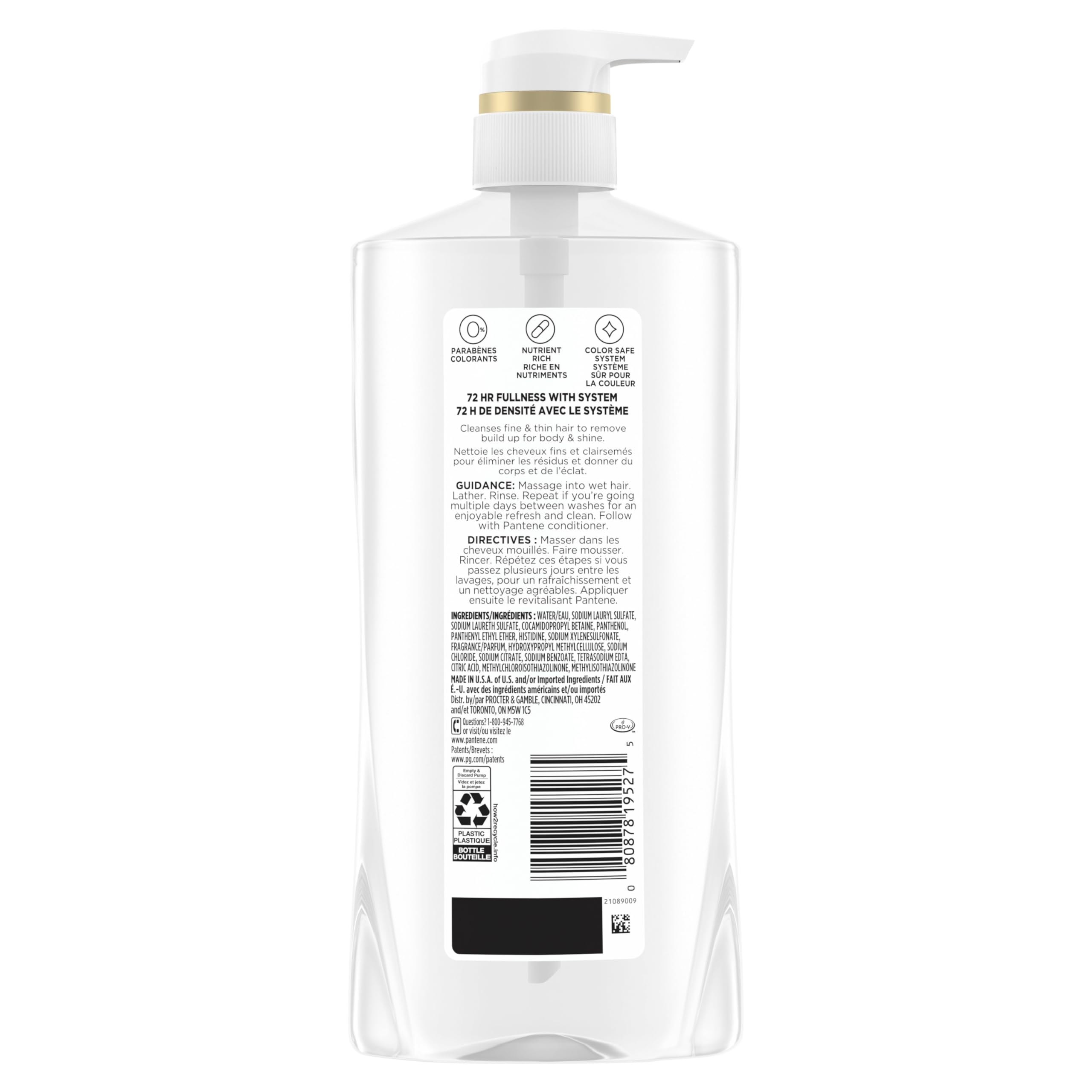 Pantene Shampoo, Sheer Volume - Lightweight Nourishment for Fine, Color-Treated Hair, 72-Hour Fullness and Body, 27.7 Oz Each, 2-Pack + Miracle Rescue Shot (0.5 Oz)