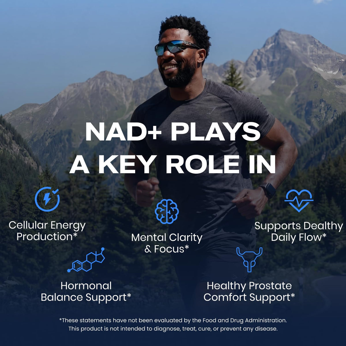 Liposomal NAD+ Supplement for Men – NAD Resveratrol Supplement with CoQ10, L-Carnitine, Ashwagandha, Maca & Zinc, Supports Energy, Focus, Stamina & Daily Men’s Vitality - 60 Capsules