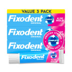 Fixodent Complete Denture Adhesive Cream, Original, 2.4 oz (3-Pack) – Strong False Teeth Glue, Secure Dental Adhesive for Full and Partial Plates, Packaging May Vary