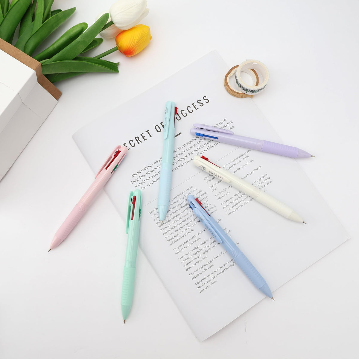 Mr. Pen- Multicolor Ballpoint Pen, 4-in-1, 6 Pack, Colorful Ink, 0.5mm