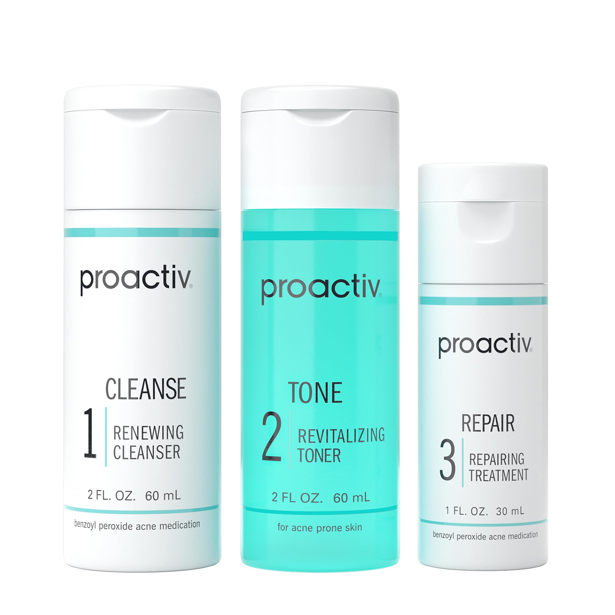 Buy now Proactiv 3 Step Acne Treatment - Benzoyl Peroxide Face Wash, Repairing Acne Spot Treatment for Face and Body, Exfoliating Toner - 30 Day Complete Acne Skin Care Kit 30 day at indiglob india