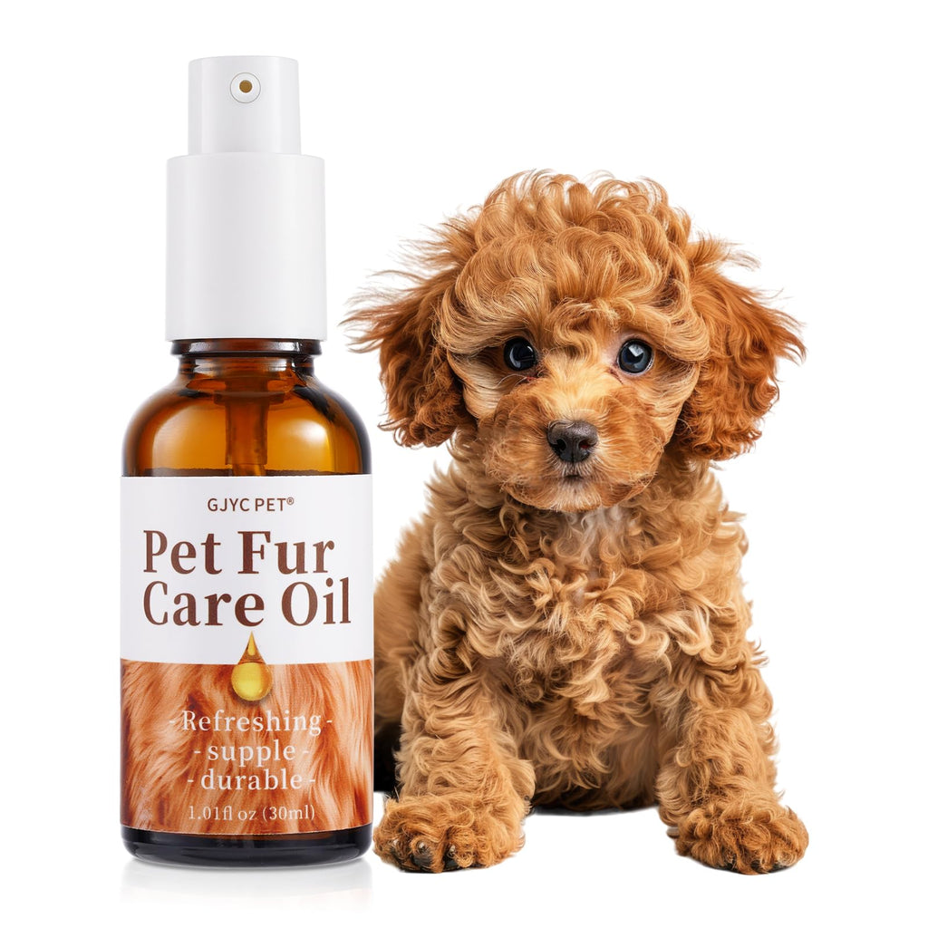 Pet Fur Care Oil - Detangles, Reduces Shedding - Adds Shine with Collagen & Natural Oils - Leave-in Conditioner for Dogs & Cats - 1.01 fl. oz