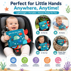 Fish Baby Books Toys, Touch Feel Cloth Crinkle Books for Babies,Baby Infant Toys 0-6, 6-12,12-18 Months,Newborn,Early Learning Education, Baby Gifts Shower for Boys Girls,Teething, Mirror,Shark Ocean
