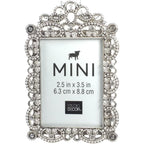Buy now Bejeweled Silver Tone Metal Mini Picture Frame, 2.5" x 3.5" at indiglob india