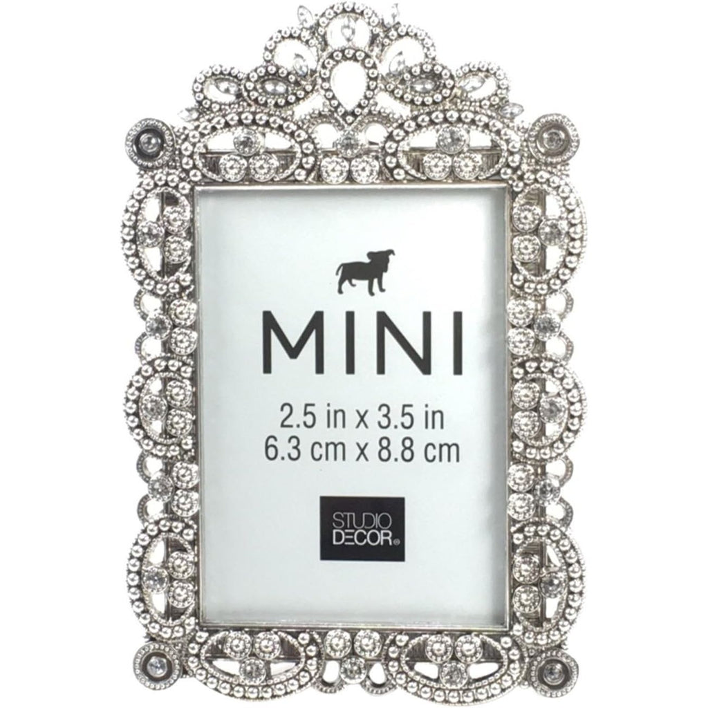 Buy now Bejeweled Silver Tone Metal Mini Picture Frame, 2.5" x 3.5" Default at indiglob india