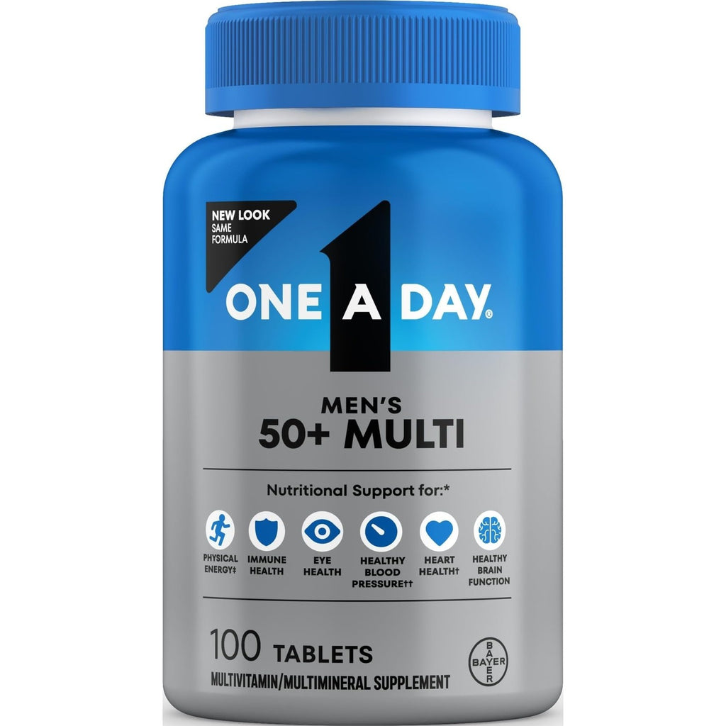 One A Day Men’s 50+ Multivitamins, Supplement with A, C, D, E and Zinc for Immune Health*, Calcium & More, 100 Tablets