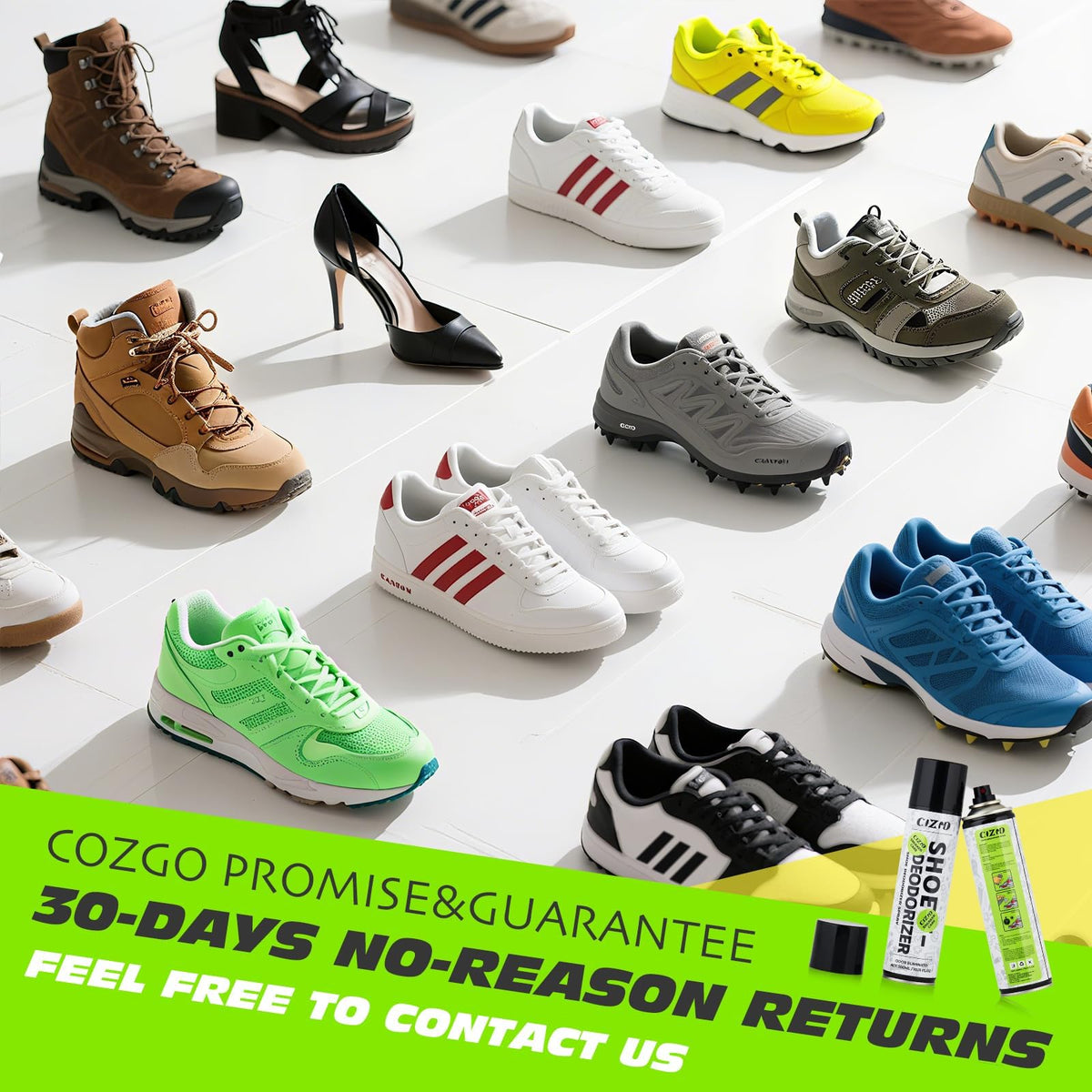 COZGO Shoe Deodorizer Spray, Shoe Refresher, Shoe Odor Smell Eliminator, 300ml (10oz) Long-Lasting Quick-Drying Formula Shoe Spray for Smelly Shoes, Sneakers, Gym Bag, Work Boots