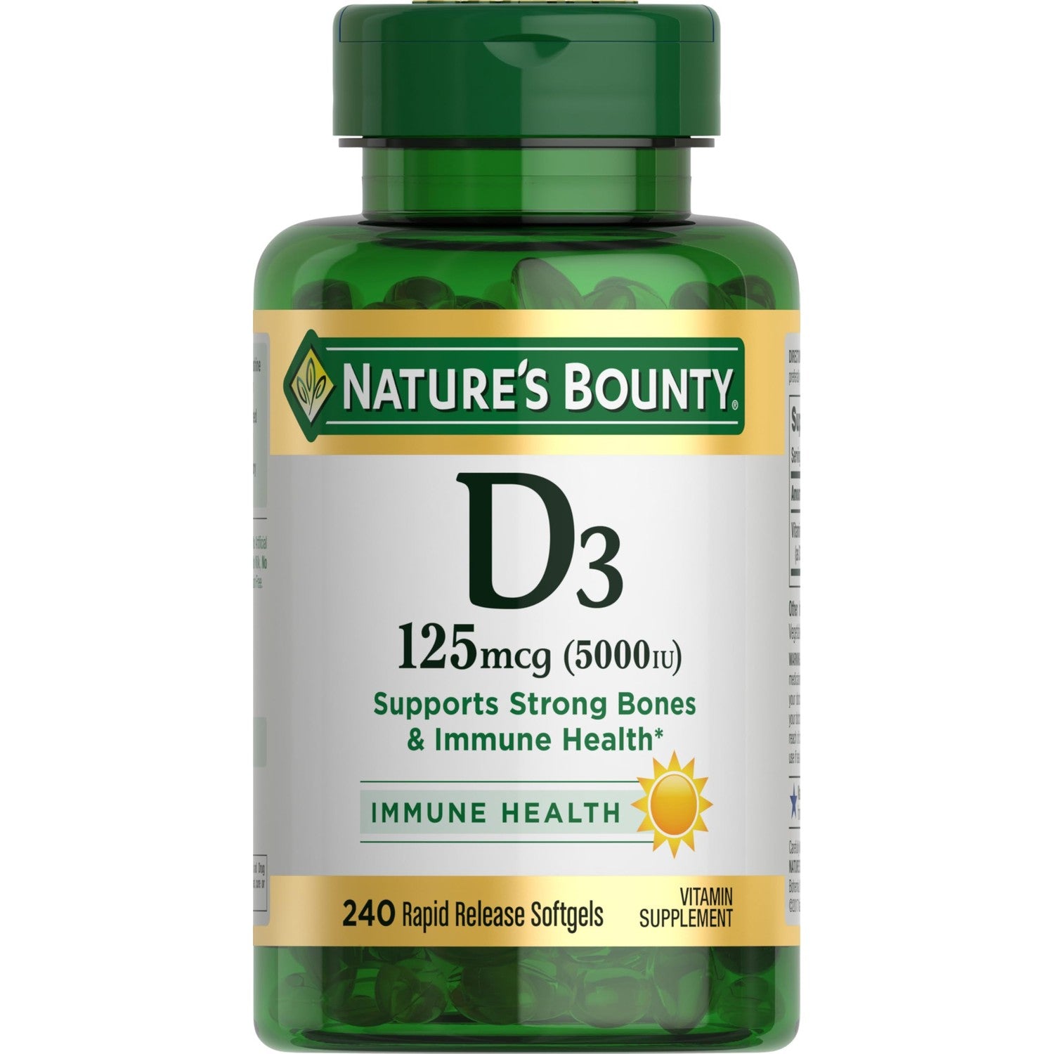 Nature's Bounty Vitamin D3 5000 IU Softgels, 240 Count