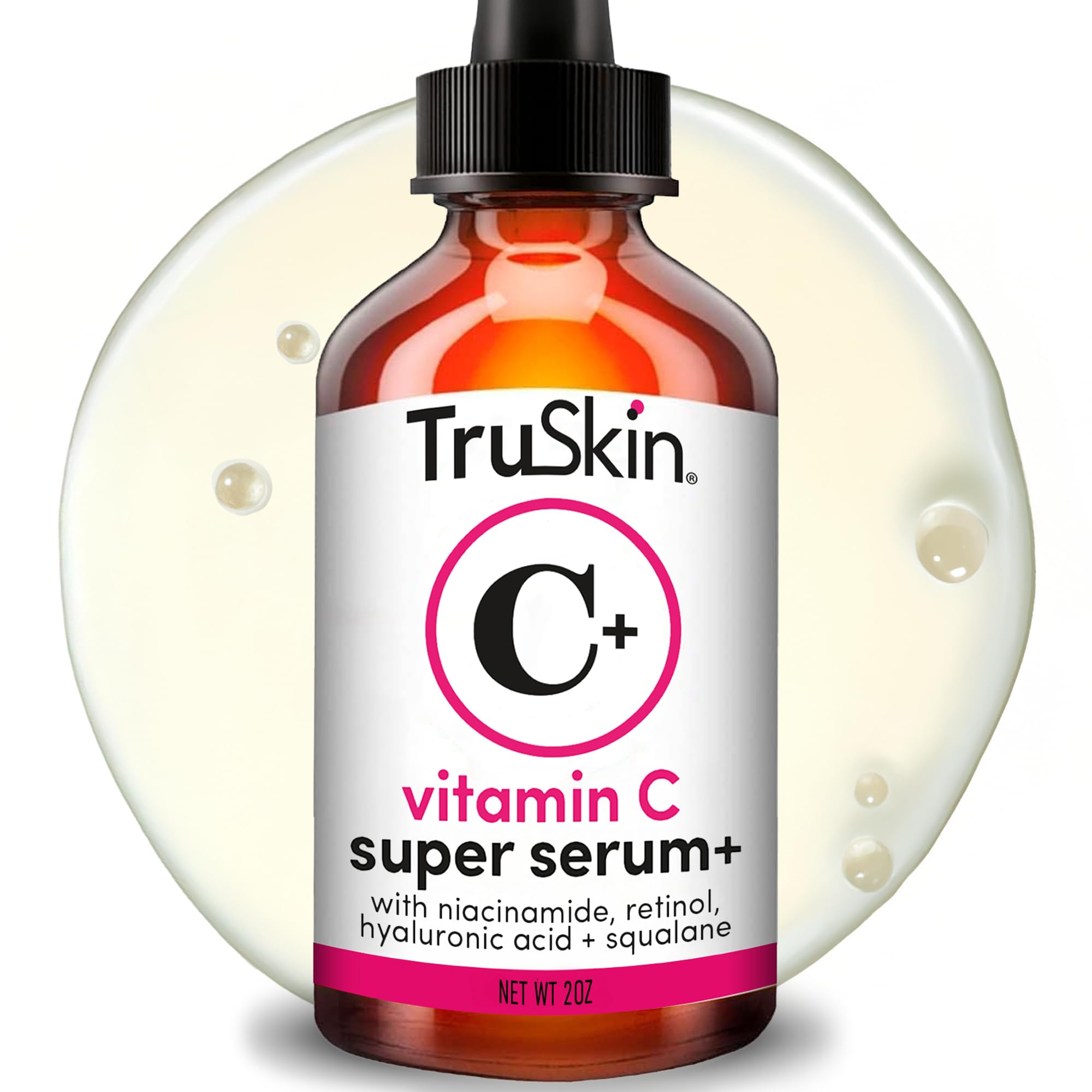 TruSkin Vitamin C Super Serum for Face, 5 Skin Benefits, 2 fl oz | Vitamin C, Retinol, Niacinamide, Hyaluronic Acid and Squalane to brighten, firm, smooth, hydrate, and refine skin