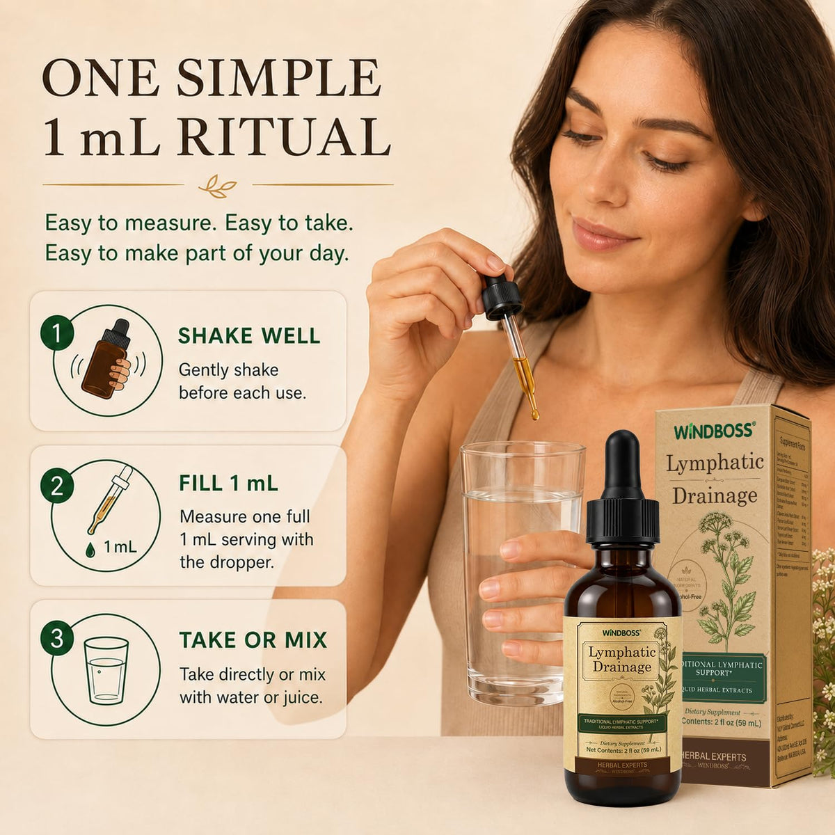 9-in-1 Lymphatic Drainage Drops Liquid Supplement, De-Puff Support, 2 Fl Oz