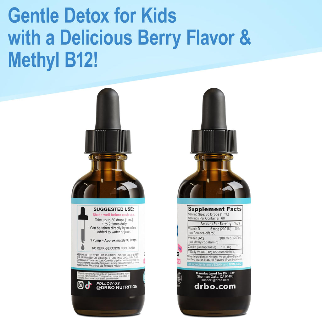 Zeolite Detox for Kids Lingo Drops - Natural Lingo Zeolite Drops for Kids Methylated B12 & D3 Advanced Clinoptilolite - Pure Extra Clinoptilolite Leap Liquid Detox Body Cleanse Supplement Ages 3+, 2oz