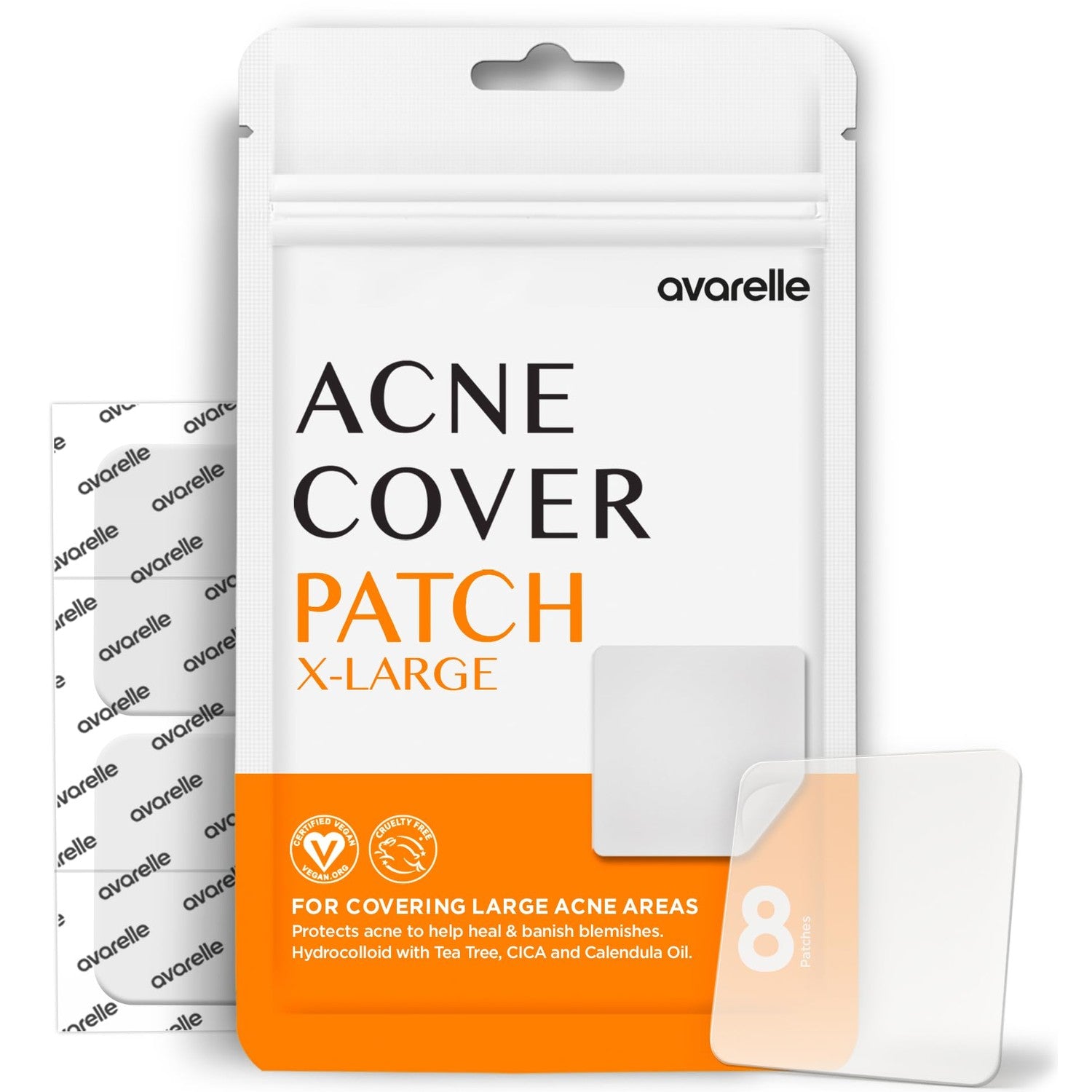 Buy now AVARELLE Acne Patches XL, Acne Cover Patch Large | Pimple Patches for Face Cheek & Nose (8 Count) | Large Hydrocolloid Acne Treatment with Tea Tree, Calendula, & Cica at indiglob india