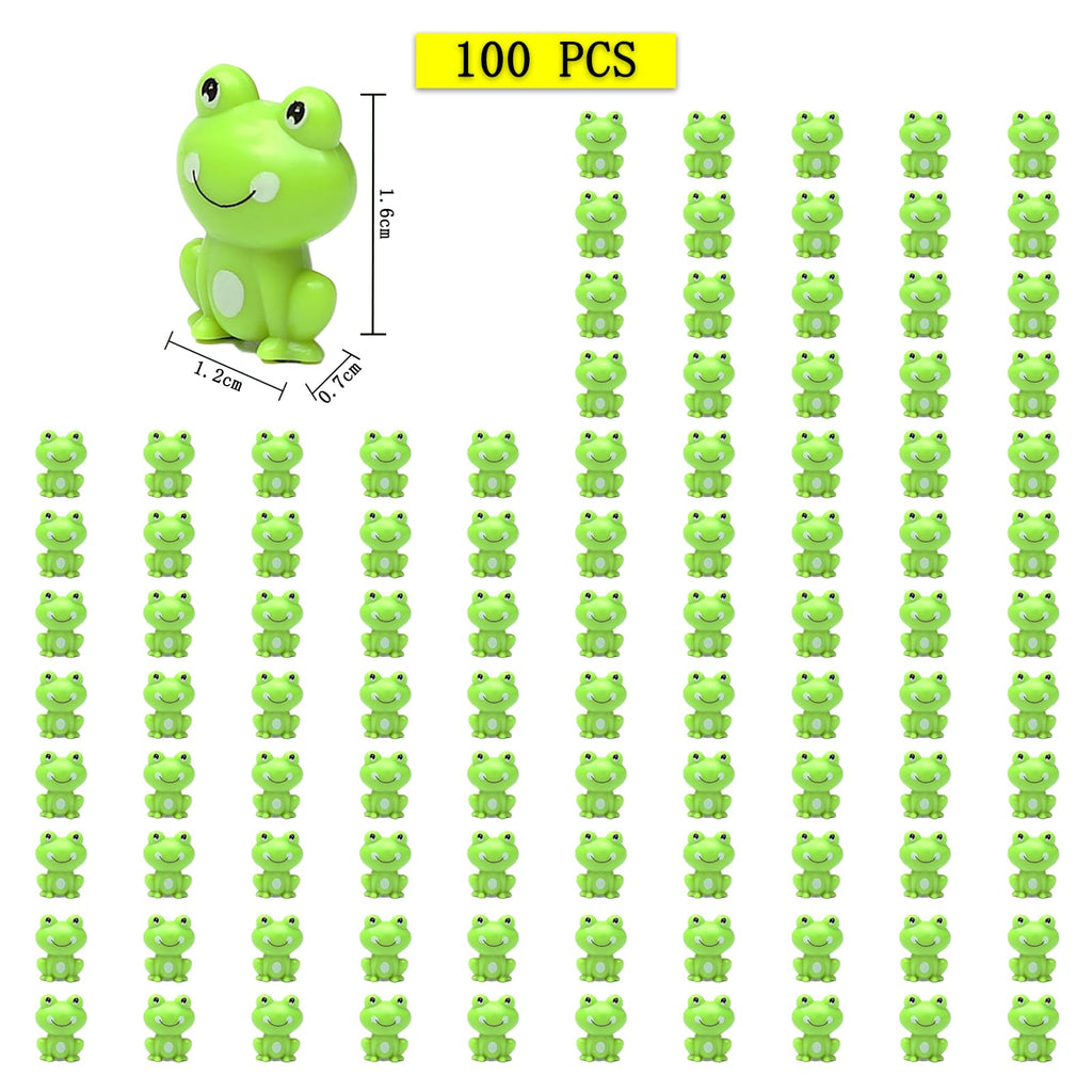 100 Pack Mini Green Plastic Frogs, Small Frog Figurine Tiny Frogs to Hide Fairy Garden Miniature Dollhouse Home Decor Frog Decorations for Party