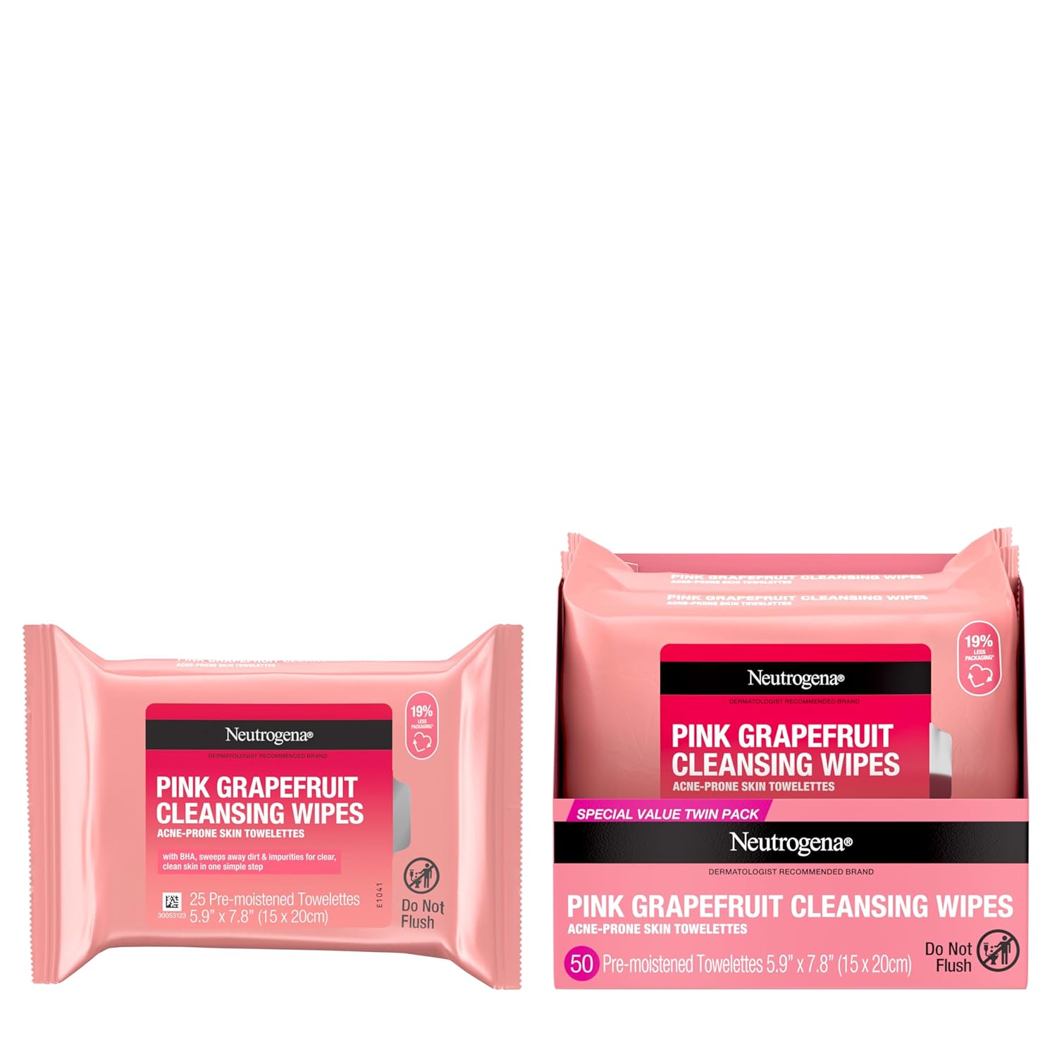Buy now Neutrogena Makeup Remover Cleansing Towelettes, Pink Grapefruit, 25 Count, Twin Pack at indiglob india
