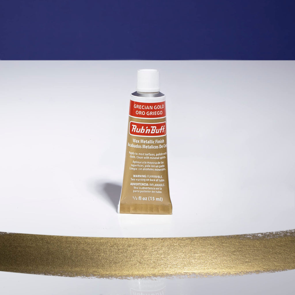 AMACO Rub n Buff Wax Metallic Finish - Rub n Buff Grecian Gold 15ml Tube - Versatile Gilding Wax for Finishing Furniture Antiquing and Restoration - Rub and Buff Colors Single Tube