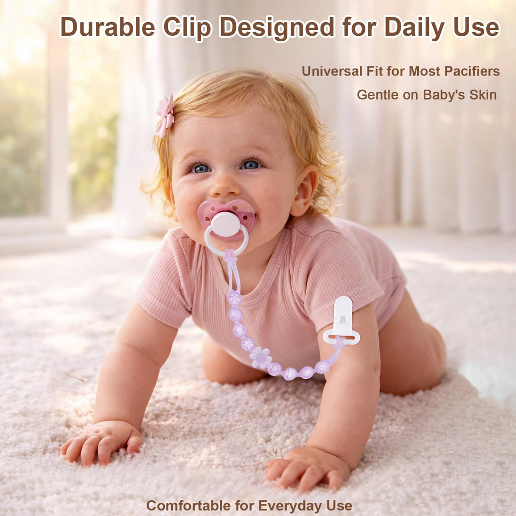 Silicone Baby Pacifier Clip Holder, One-Piece Beads, BPA Free
