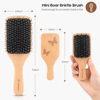 Buy now Hair Brush, 2 Pack Boar Bristle Paddle Hairbrush for Women Men Kids Reducing Frizzy, No More Tangle, Small Travel Brush Tail Comb & Giftbox Included at indiglob india