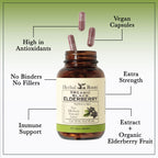 Herbal Roots Organic Black Elderberry Capsules - Max Strength - USDA Certified Organic - Immune Support - 60 Vegan Capsules