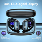 Buy now bmani Ear Buds Wireless Earbuds Bluetooth Headphones with 80H Playtime LED Display Case, Over-Ear Hook with Mic, Stereo Sound, Easy Button Controls, Sports Earphones for Running Workout Gym Black at indiglob india
