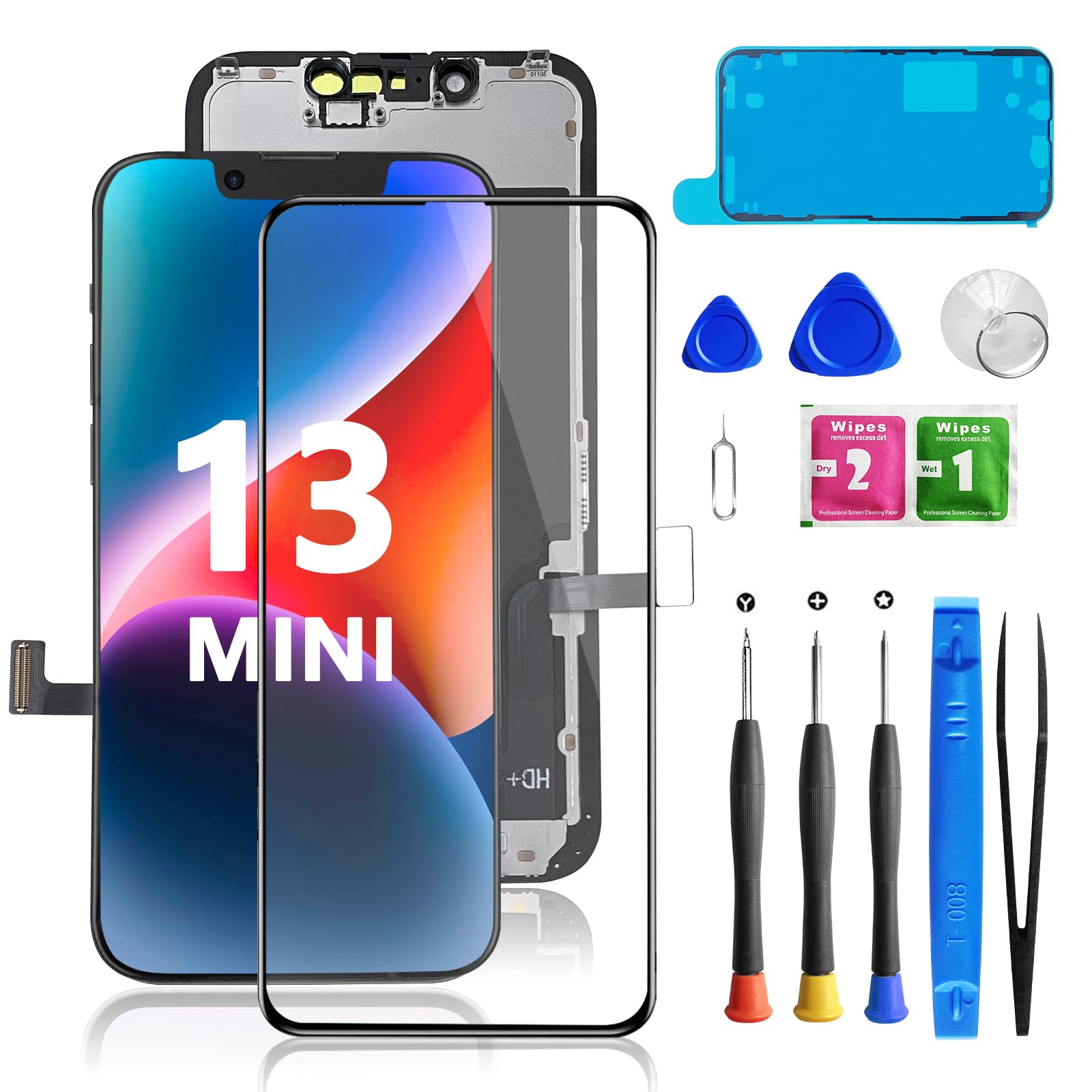 Buy now for iPhone 11 Screen Replacement 6.1 3D Touch Screen LCD Display Digitizer for A2111, A2223, A2221 Cell Phone Repair Kits+ Waterproof Frame Adhesive Sticker+Screen Tempered Protector+Face ID for iphone 13mini at indiglob india