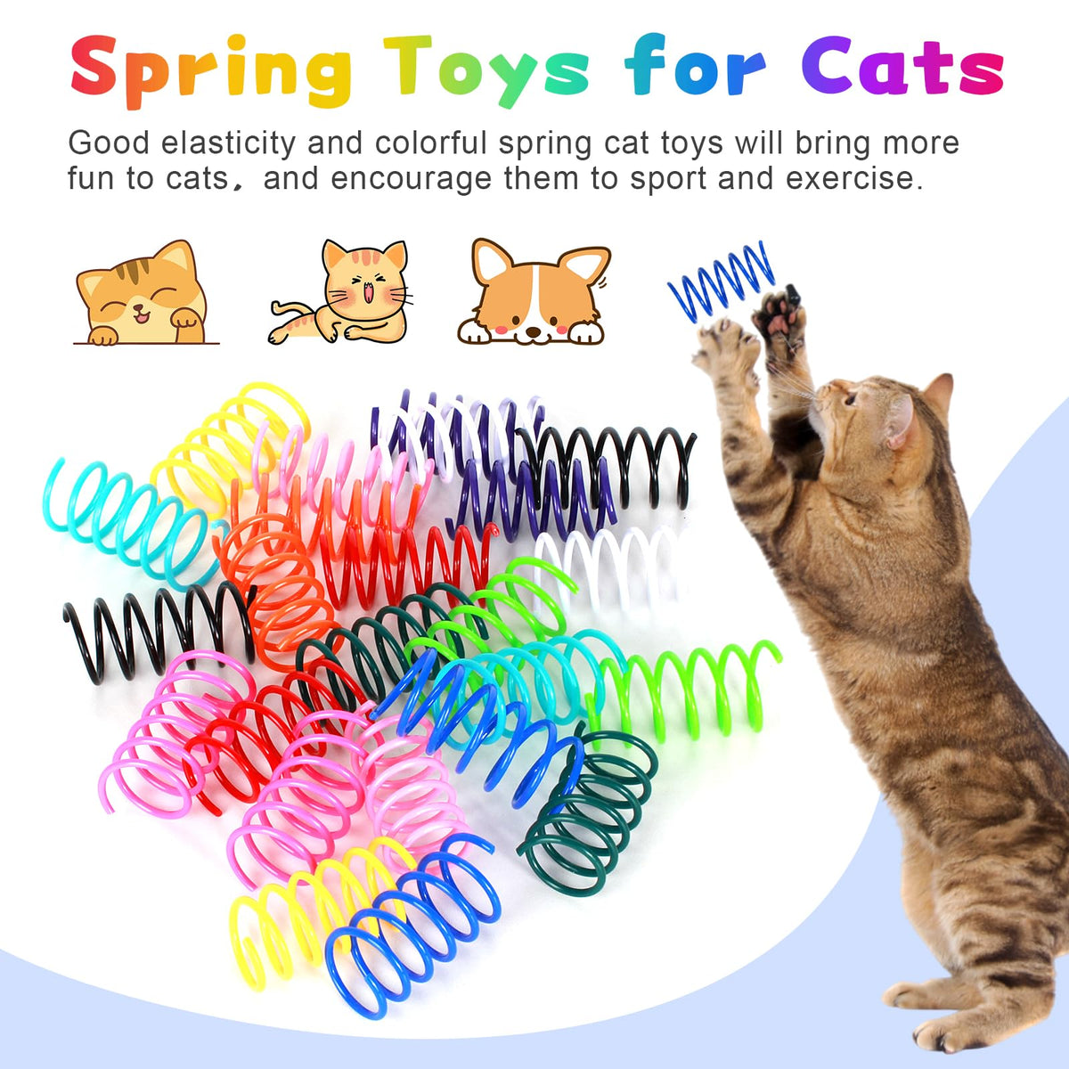 60 PCS 12 Colors Cat Spring Toys, Cat Spiral Springs for Indoor Cats