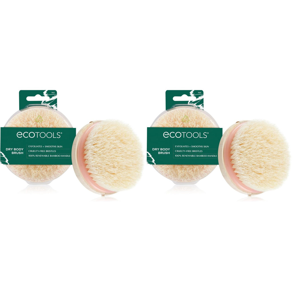 EcoTools Dry Body Brush for Dry Brushing, Smooth Skin, 1 Count | Soft, glowing skin, body scrub brush, leg exfoliator, travel size, bamboo handle