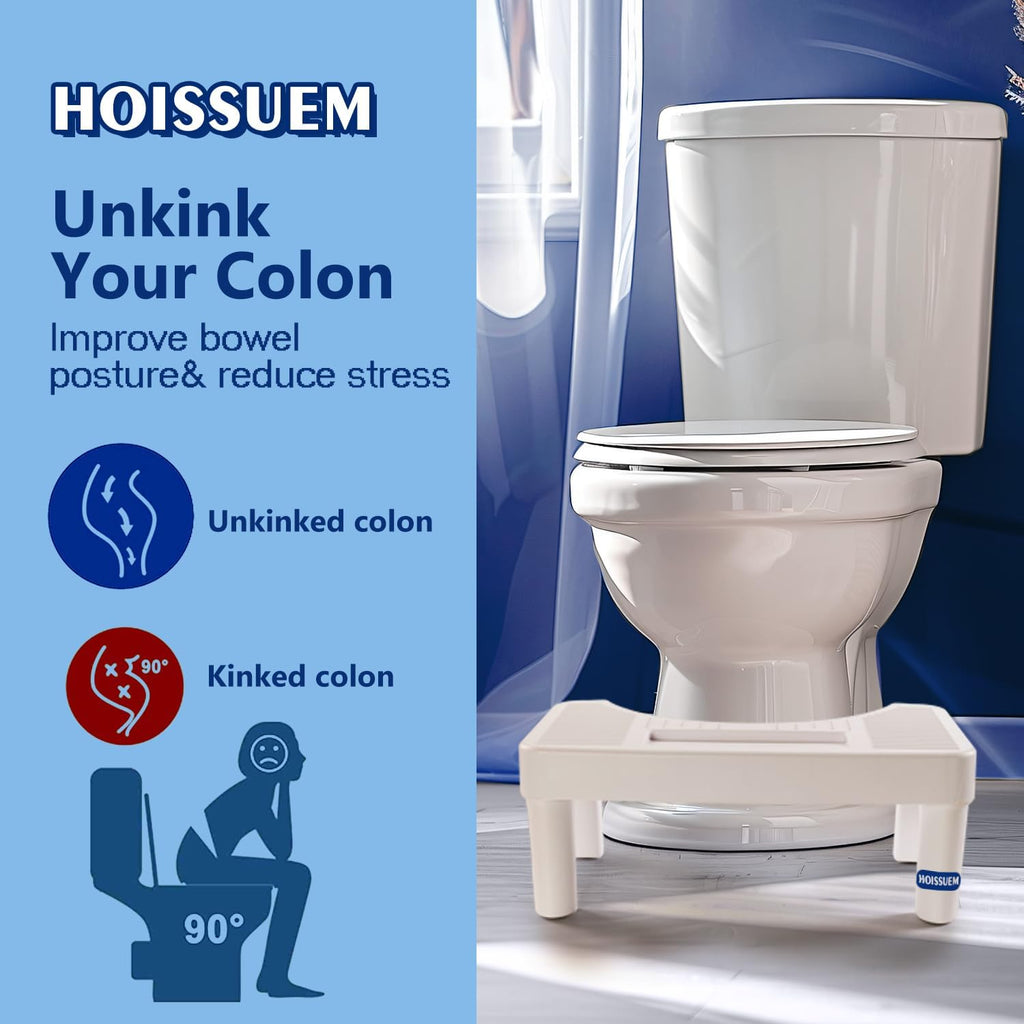 Non-Slip Potty Stool for Pooping,6.8 Inch Toilet Stool for Bathroom,Hoissuem Toilet Step Stool for Adults/Seniors/Kids