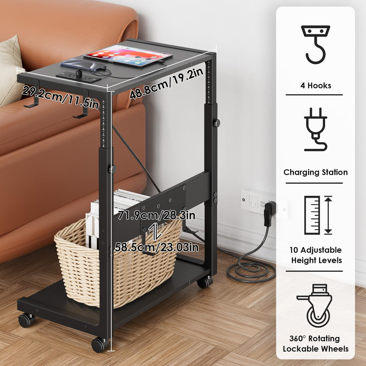 JANE EYRE Computer Tower Stand - 23.03"-28.3" Height Adjustable