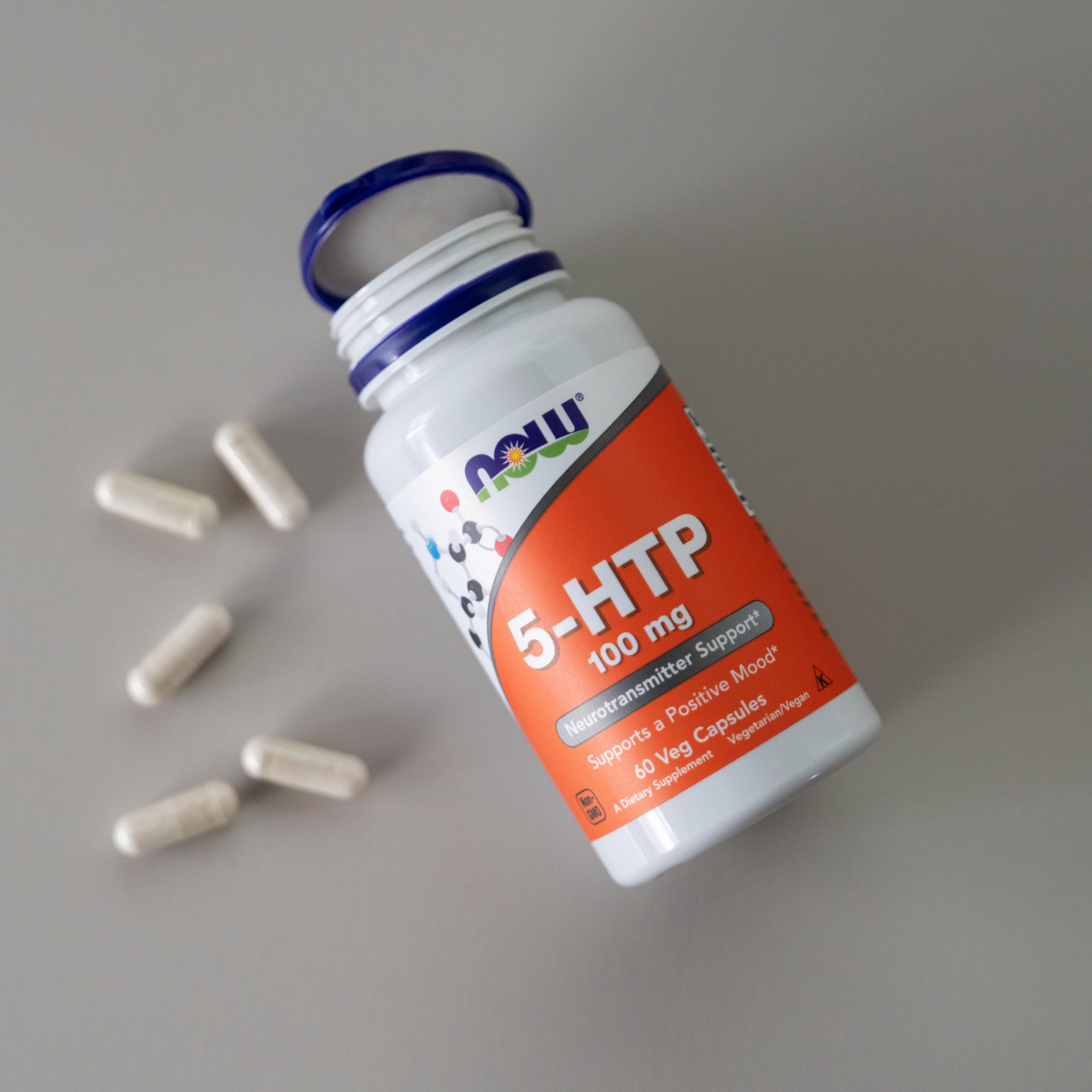 NOW Foods Supplements, 5-HTP (5-hydroxytryptophan) 100 mg, Neurotransmitter Support*, 60 Veg Capsules
