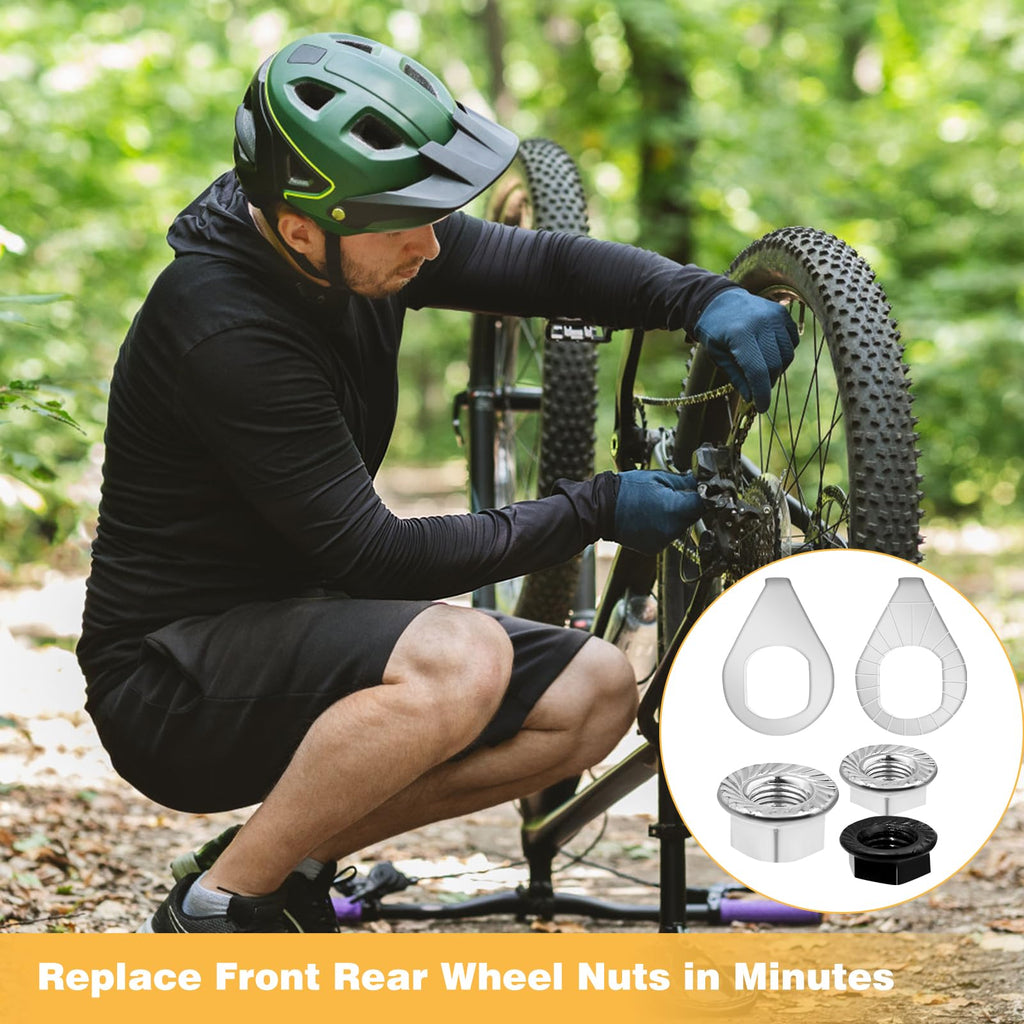 Bike Axle Nuts & Safety Washers for Wheel Hubs, M8/M9.5/M10