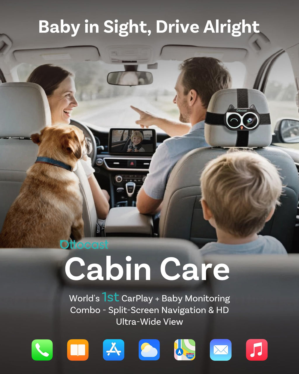 OTTOCAST Cabin Care Baby Car Camera 2026 (for Wired CarPlay Only)