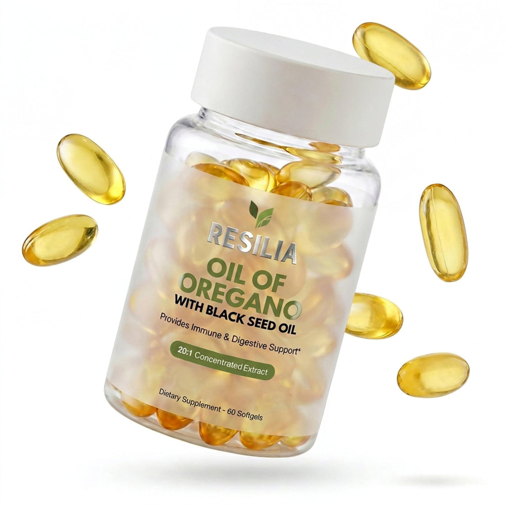 Resilia Black Seed Oil Softgels – Organic Oil of Oregano Capsules for Immune & Digestive Support – Non-GMO, Gluten-Free – New Bottle Packaging (60 Count)