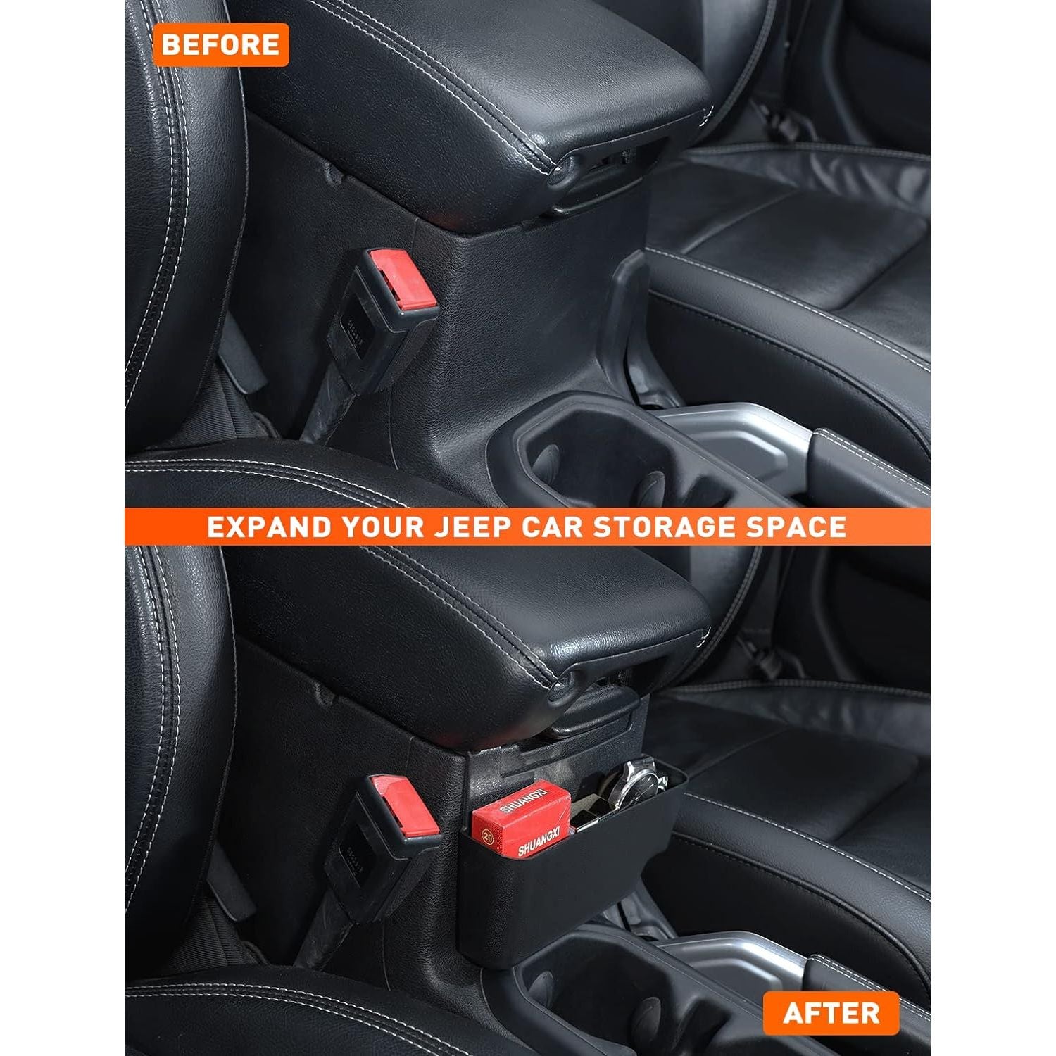 Buy now Savadicar Center Console Hanging Storage Organizer, Armrest ABS Tray Compatible with 2018-2025 Jeep Wrangler JL JLU 4XE and Jeep Gladiator JT, Interior Accessories, Black at indiglob india