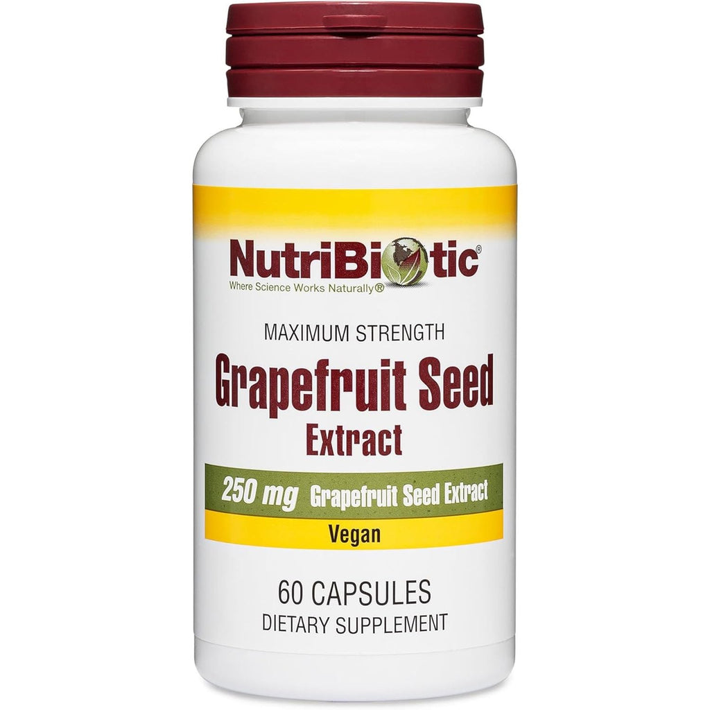 Buy now NutriBiotic â€“ Grapefruit Seed Extract Capsules 250 mg, 60 Count - Maximum Strength with Bioflavonoids at indiglob india