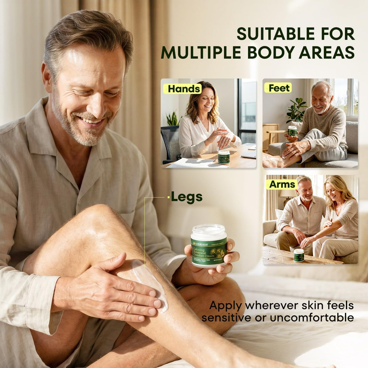 Magnesium Cream for Neuropathy: Non-Greasy and Fast-Acting Soothing Plant-Based Formula with Arnica Aloe Vera MSM Frankincense for Feet Hands Legs and Back 2 oz.