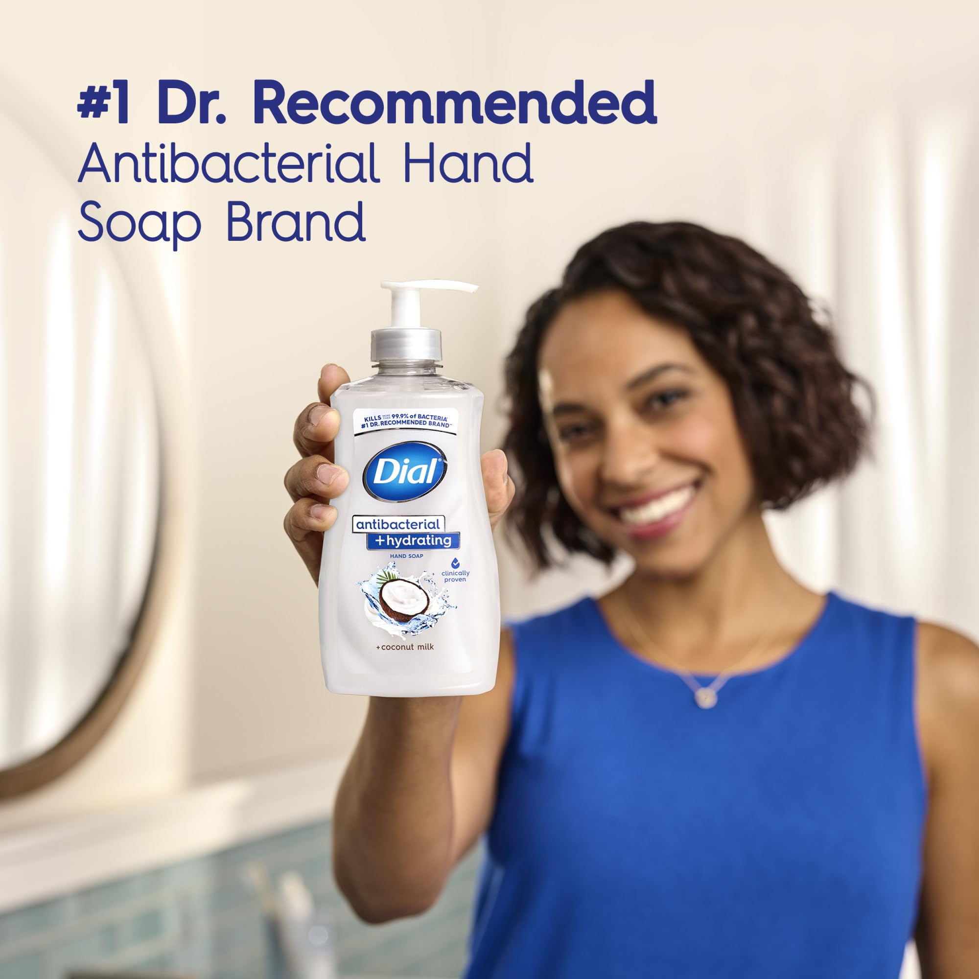 Dial Antibacterial Hydrating Liquid Hand Soap, Coconut Milk, 11oz, 4-Pack | Clinically Proven Moisturizing, Gentle for Frequent Use, No Sulfates, Parabens, Phthalates, #1 Doctor Recommended