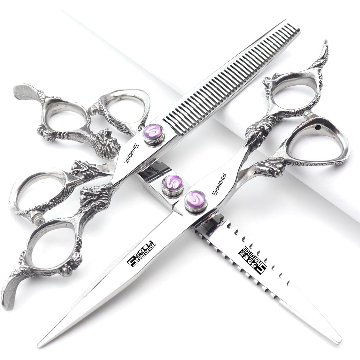 Buy now 7" 7.5" 8"9" Professional Hairdressing Scissors Barber Salon Hair Cutting Dragon Shears (Large). (7 inchâ€”A) 7 Inch 3pc at indiglob india