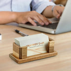 Acacia Wood Business Card Holder Desk Office Essentials, 60 Card Capacity