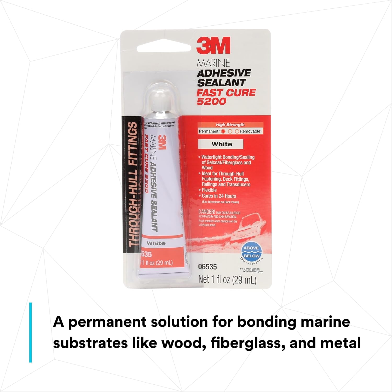 Buy now 3M Marine Adhesive Sealant Fast Cure 5200 (05220) Permanent Bonding and Sealing for Boats and RVs Above and Below the Waterline Waterproof Repair, White, 3 fl oz Tube at indiglob india