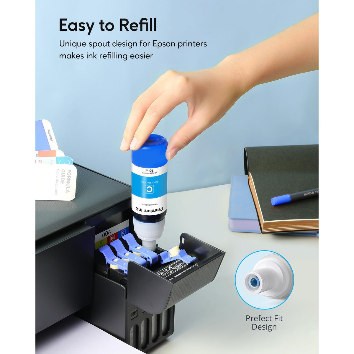CEEBOO Compatible Ink Bottle Replacement for Epson 502 (Not Sublimation Ink) , Use for ET-2850 ET-3830 ET-3850 ET-2760 ET-3760 ET-15000 printer, Black, Cyan, Magenta, Yellow,(4 Bottles)