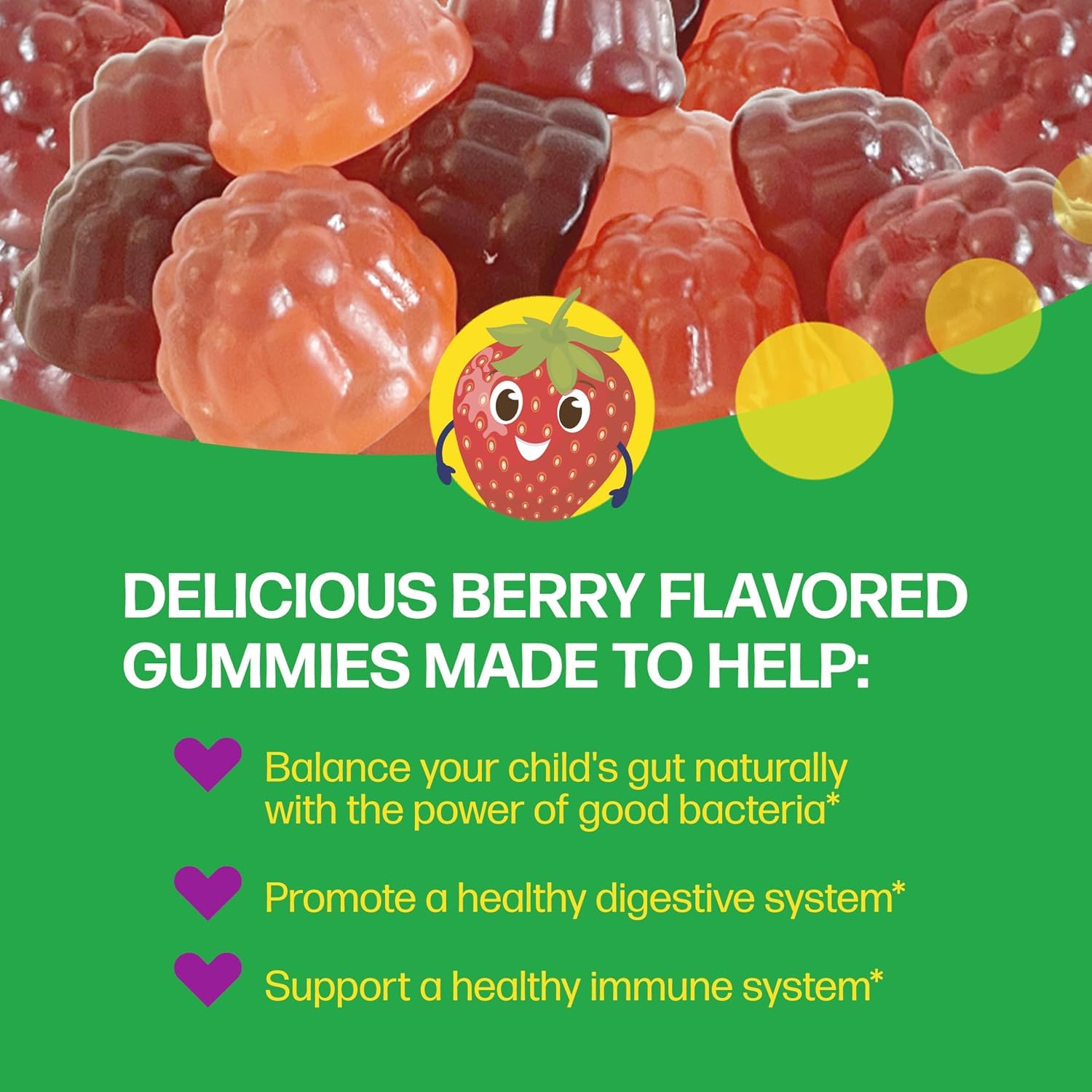 Culturelle Kids Probiotic + Veggie Fiber Gummies, Ages 3+, Berry, 60 Count | From the #1 Pediatrician-Recommended Brand± Promotes Digestive Gut Health & Immune Support* for Children, with Vitamin C