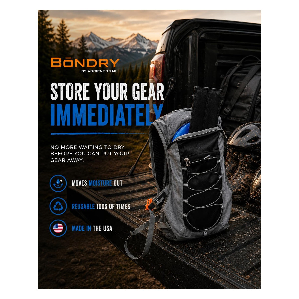 BōnDry Hydration Bladder Dryer - Patented USA-Made Insert for Hydration Packs, Reservoirs, Water Bladders & Containers with Poor Airflow