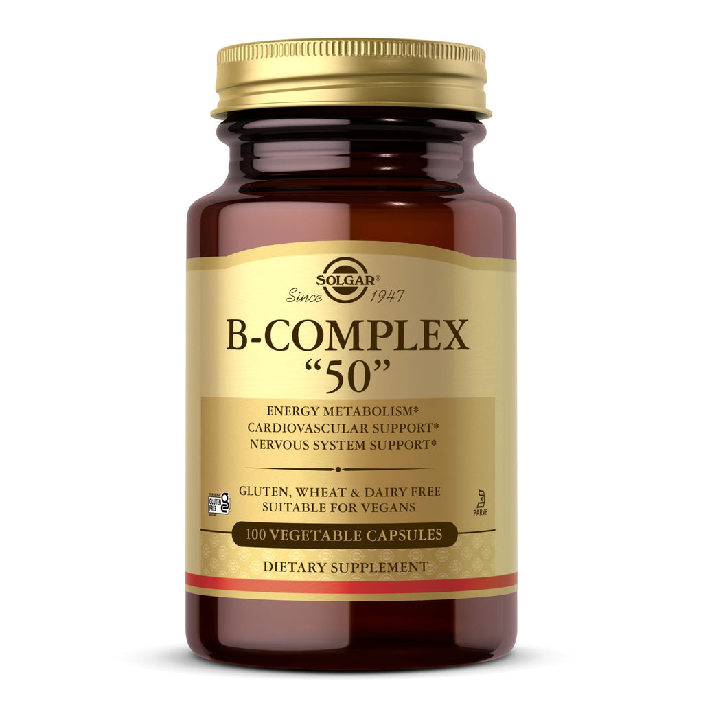 Solgar B-Complex 50", 250 Vegetable Capsules - Energy Metabolism | Cardiovascular Support, Nervous System Support - Non-GMO, Vegan, Gluten Free, Dairy Free, Kosher - 250 Servings